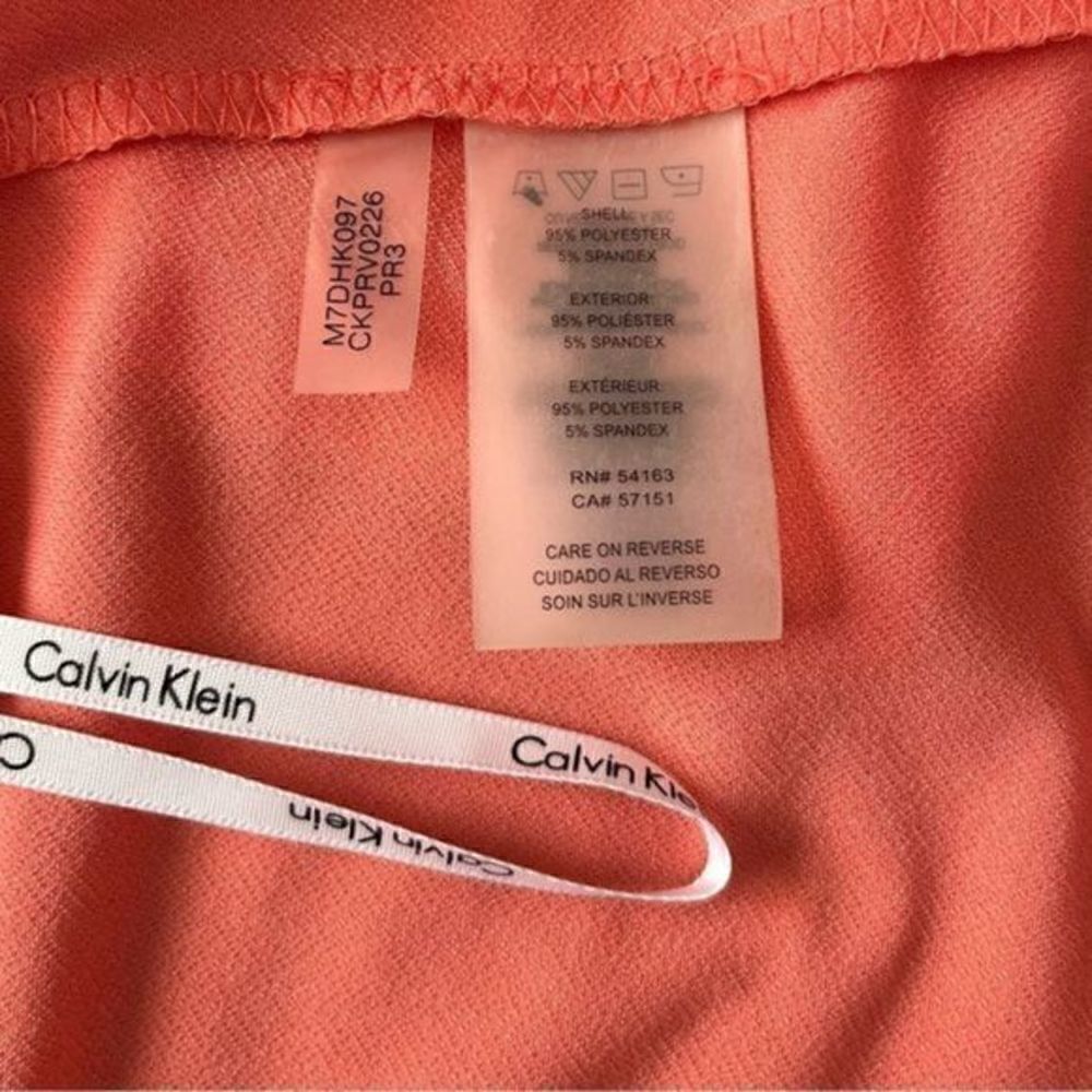 Calvin Klein tunic/blouse coral flared ruched ruffled long sleeve M - Picture 11 of 12